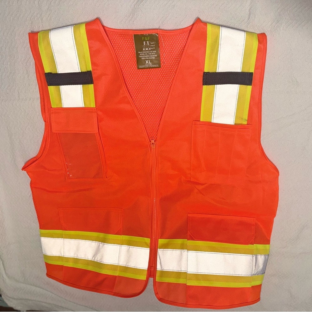 NEW Vest TyPE R CLASS 2, NOT FR High-Visibility Safety 100% poliéster size XL